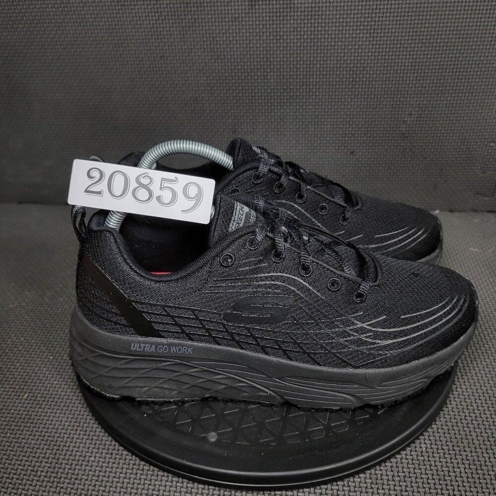 Skechers Work Relaxed Fit Shoes Womens Sz 9 Black Red Slip Resistant Work Sneake